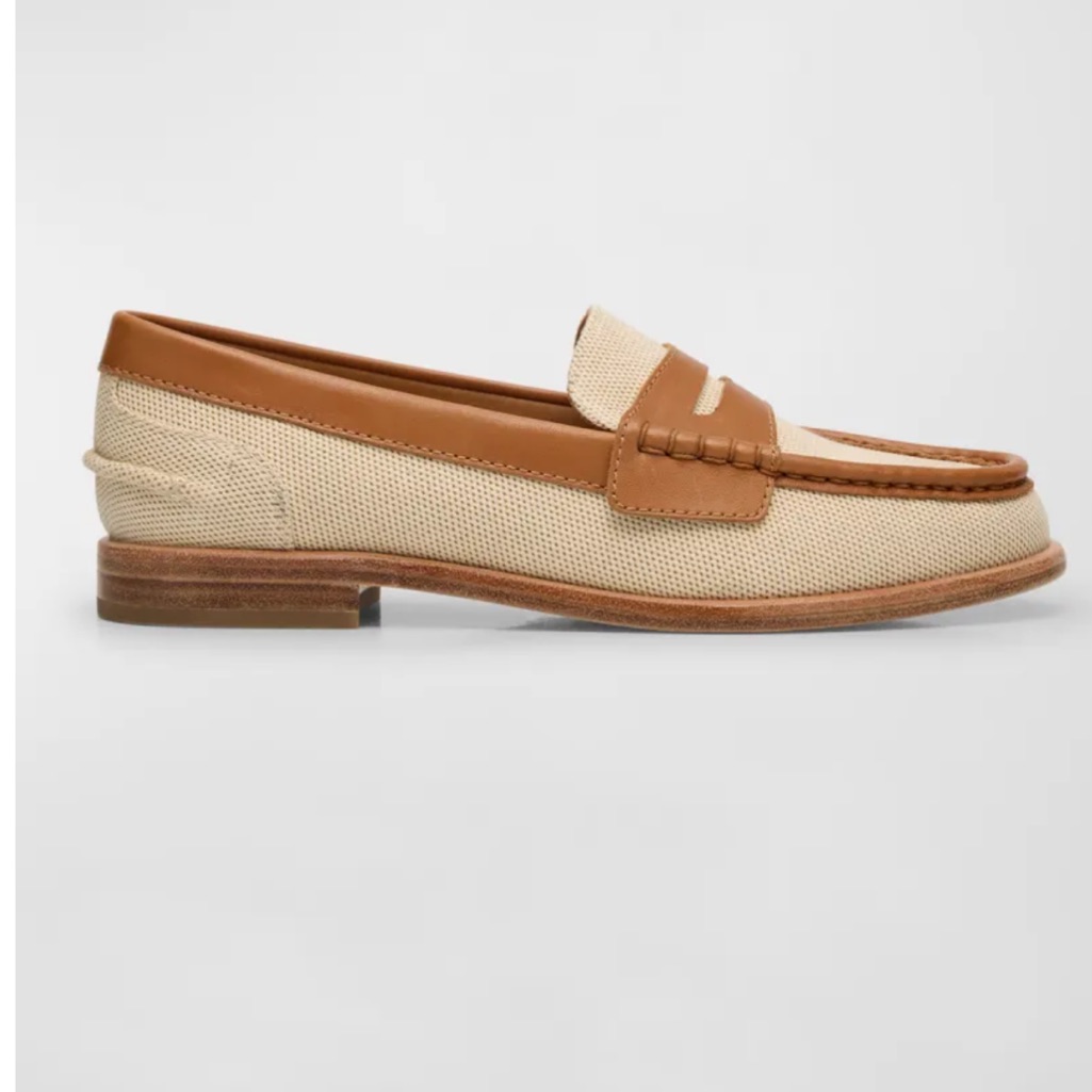 Rag & Bone Beige And Tan Leather-Trim Penny Loafers
